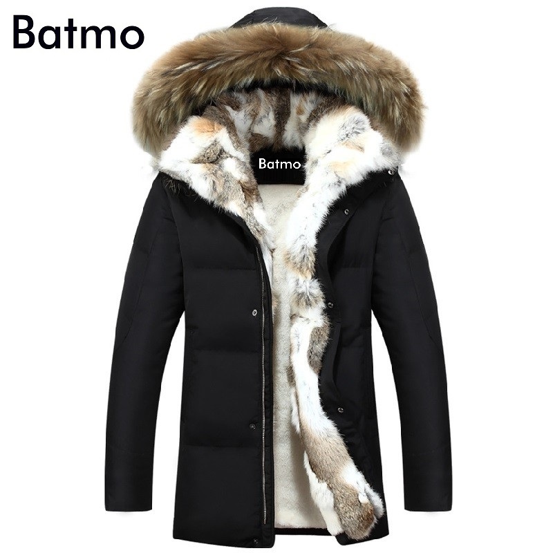 Piumino da uomo Parka Batmo invernale Piumino d'anatra di alta qualità da uomo cappotto parka fodera spessa maschile Vestiti caldi Collo di pelliccia di coniglio PLUS-SIZE 828 220906