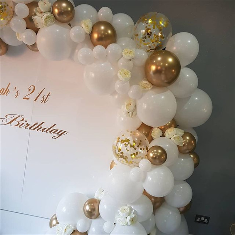 Autre épreuve d'événement fournit ballons blancs Garland Arch Kit Confetti Metallic Gold Pastel Latex Ballon Baby Shower Anniversaire Graduation Party Decor 220906