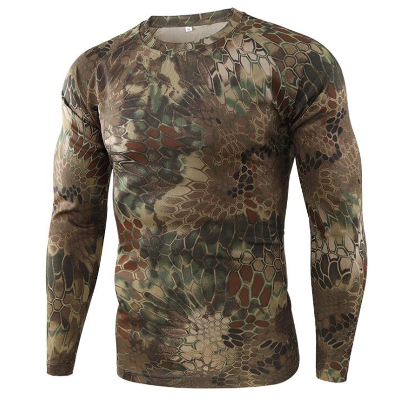 Herr t-shirts Summer Camouflage T-shirt snabbtorkande andningsbar långärmad toppar män vandring camping jaktkläder militär taktisk t-shirt 220906