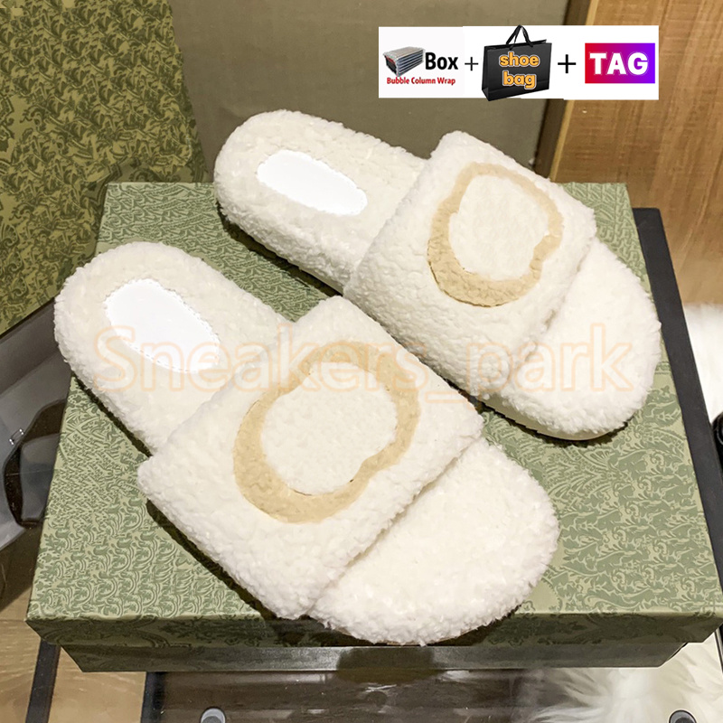 Hybrid Interlock Pantoufles Laine Slide Flat Fur Fluffy Furry Sandals Femme Warm Slides Flat Sandal With Box Shoes Bag Winter Indoor Fuzzy Plush Womans Pantoufle