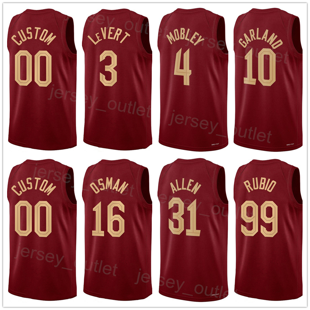 Screen Print Man Młodzież Młodzieżowa koszykówka Isaac Okoro koszulka 35 Robin Lopez 33 Caris Levert 3 Raul Neto 19 Dean Wade 32 Kevin Love 0 City zarobiono czerwony czarny szary