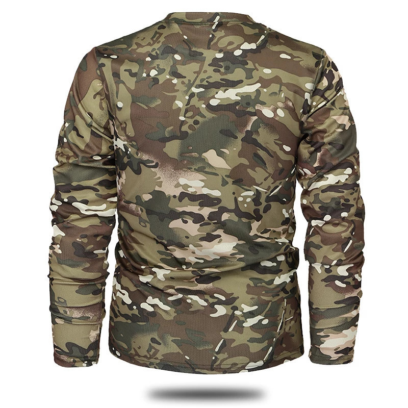 Camisetas de camisetas masculinas de camuflagem de camuflagem de camuflagem longa de mangas compridas camisetas táticas militares respiráveis ​​ao ar livre caçando roupas de camping 220906