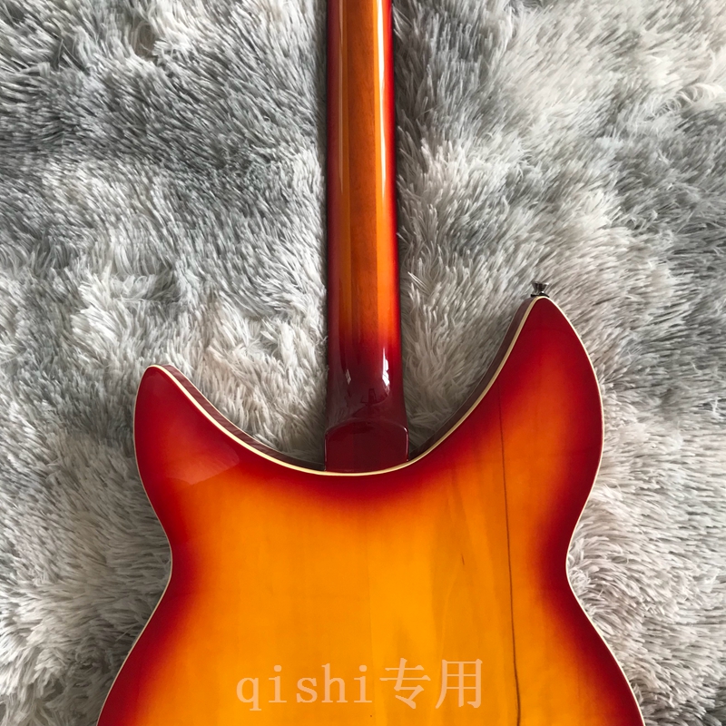 In voorraad 6-snarige kersen Sunburst Rickenback elektrische gitaar half holle body Roger Limited Edition 6-snarige Ricken Guitarra