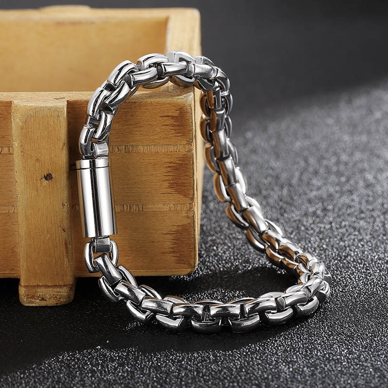 316L Stainless Steel Jewelry Box Chains Mens Women Necessary Bracelets High Polished Hip Hop 8mm O Chain Gold Black Steel 21.5cm