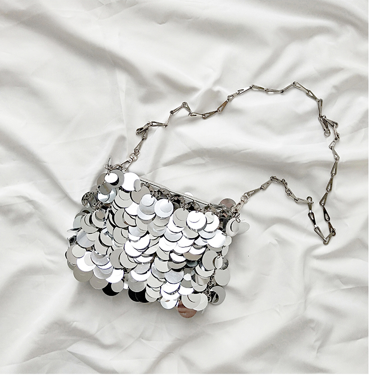 Abendtaschen Luxus Frauen Designer Silber Metall Pailletten Kette gewebtes Clutch Female Urlaubs Schulter Handtasche 220906