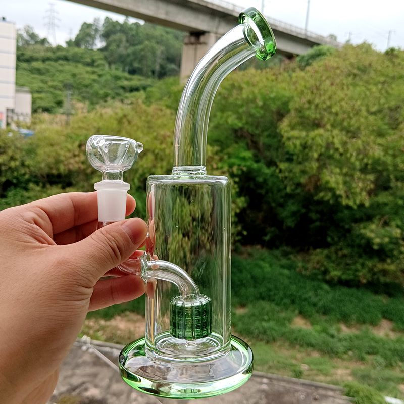 8.5 inch Thick Glass Water Bong Hookahs with Tire Perc Oil Dab Rigs Female 14mm Smoking Pipes