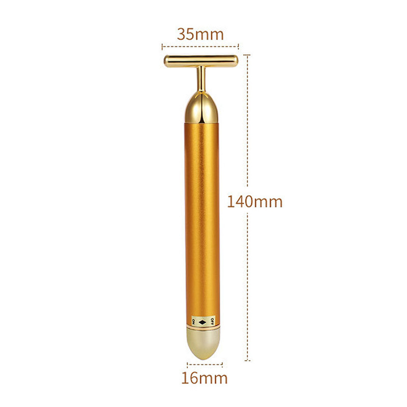 24K Gold Face Roller Massager T-Shape Energy Beauty Bar Pulse Rassodante Strumento il sollevamento del massaggio del viso