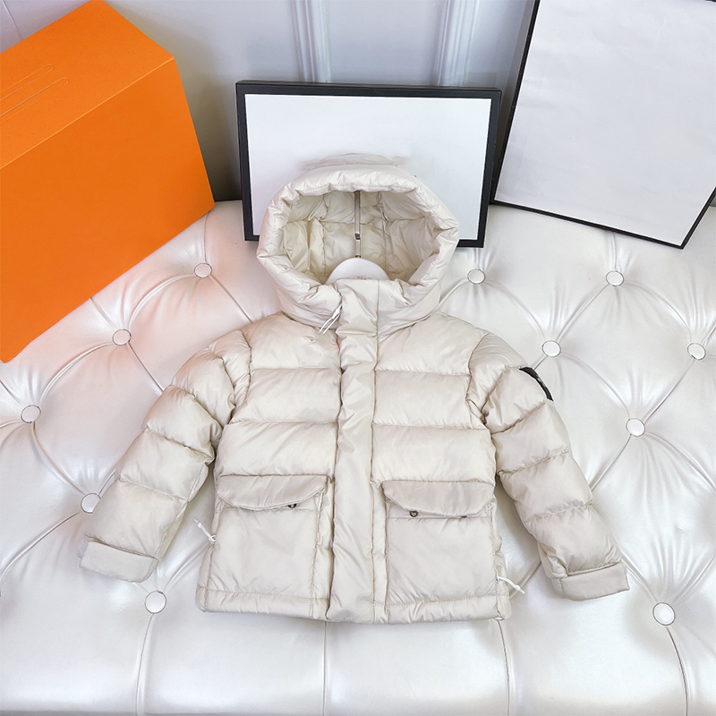 2022 Designer Baby Girls Down Coat Fashion Winter Nieuwe jongens en meisjes uit het afslikte Witte Eiderdown Three Anti Washable Children's Warm Coats