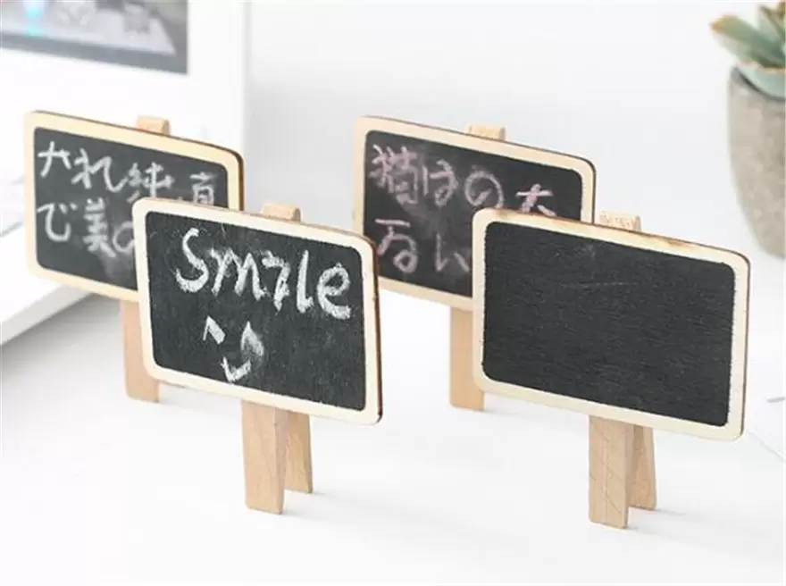 Mini Wooden Note Blackboard Clamps Retangle Chalkboard Blackboard Clip Tag Message Board For Wedding Party Paper Photo DIY