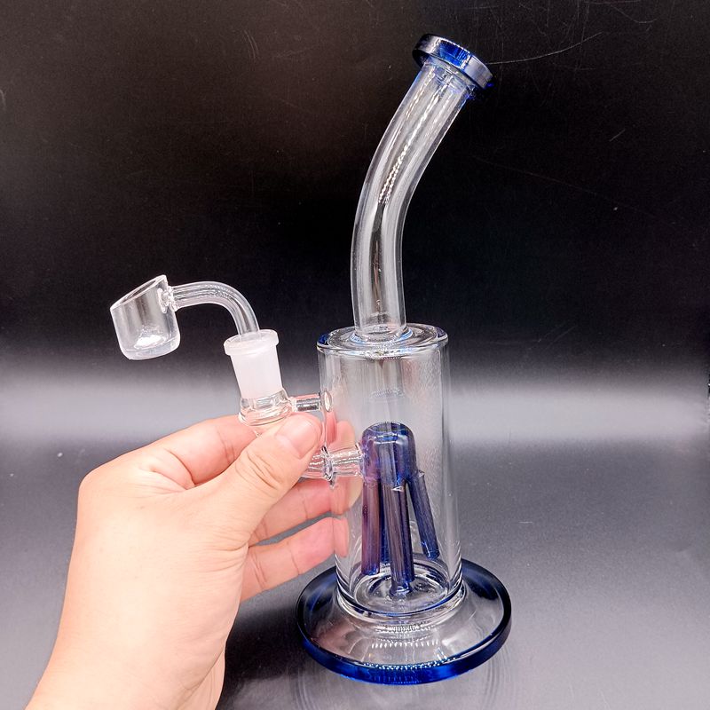 8,5 tum f￤rgglad glas vatten bong vattenpipa kvinnliga 14 mm tjocka r￶kr￶r med tr￤darm perc