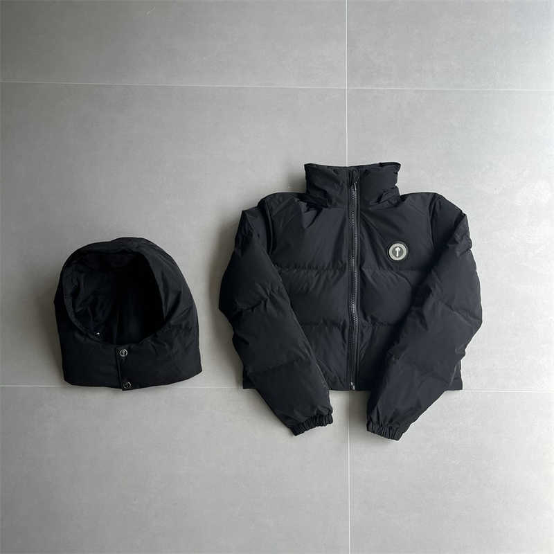 22SS Winter Trapstar London Down Jacket Damen Uner abnehmbare Kapuze - schwarze weiße Ente Down Füllung für extrem