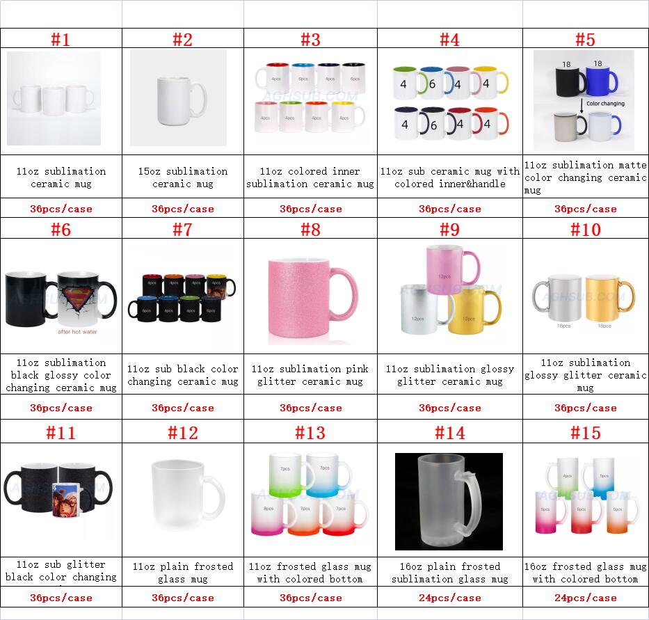 USA Local Warehouse sublimation tasse à café en céramique blanche 11oz 15oz 8oz tasse en émail 16oz tasses à bière en verre dépoli dégradé de couleurs verres gobelet pour thé bière cola