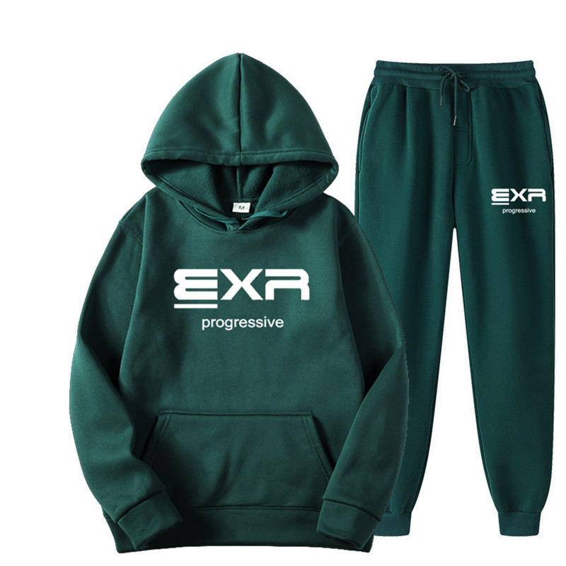 Tute da uomo Tuta da uomo EXR Tuta invernale Felpa con cappuccio Pantaloni 2 pezzi Felpa con cappuccio da corsa Felpa da uomo di marca Sport da jogging Pantaloni sportivi Tuta da uomo 220906