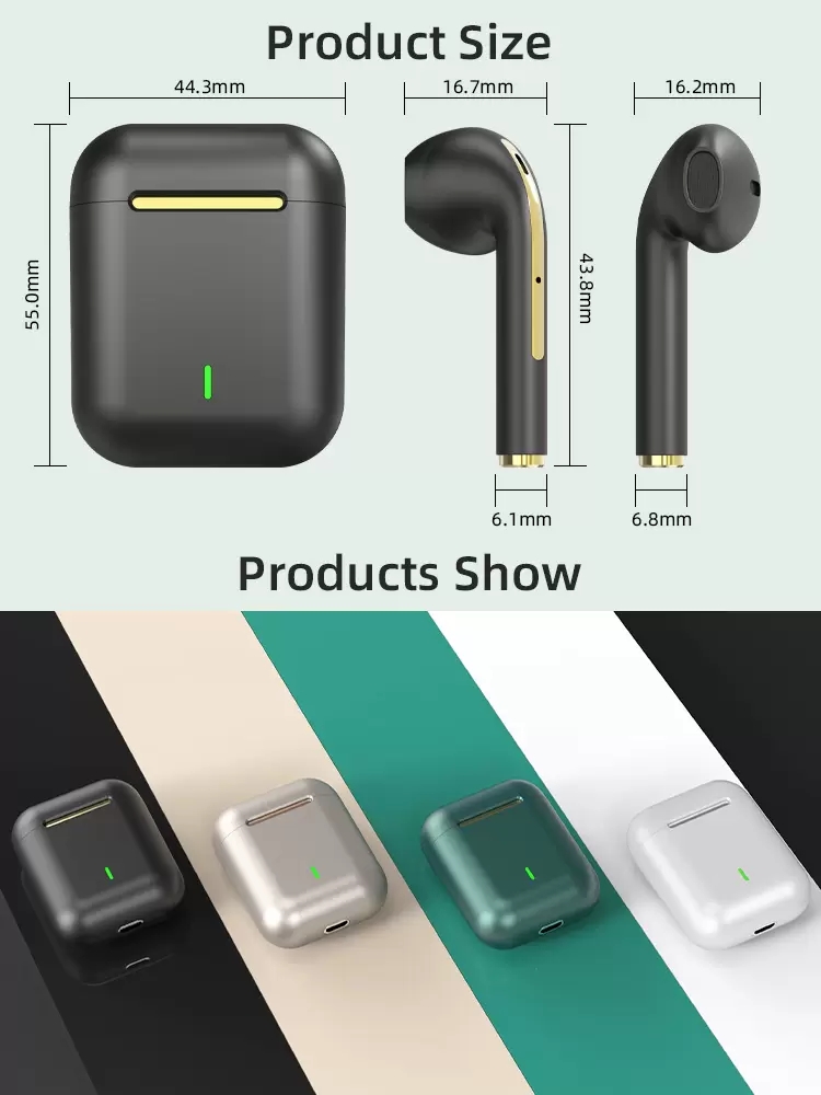 TWS tr￥dl￶sa h￶rlurar Stereo-headset True Bluetooth Earuds Waterproof IPX4 HIFI-SOUND MUSIC EARPHON f￶r Huawei Samsung Xiaomi Sport-h￶rlurar J18