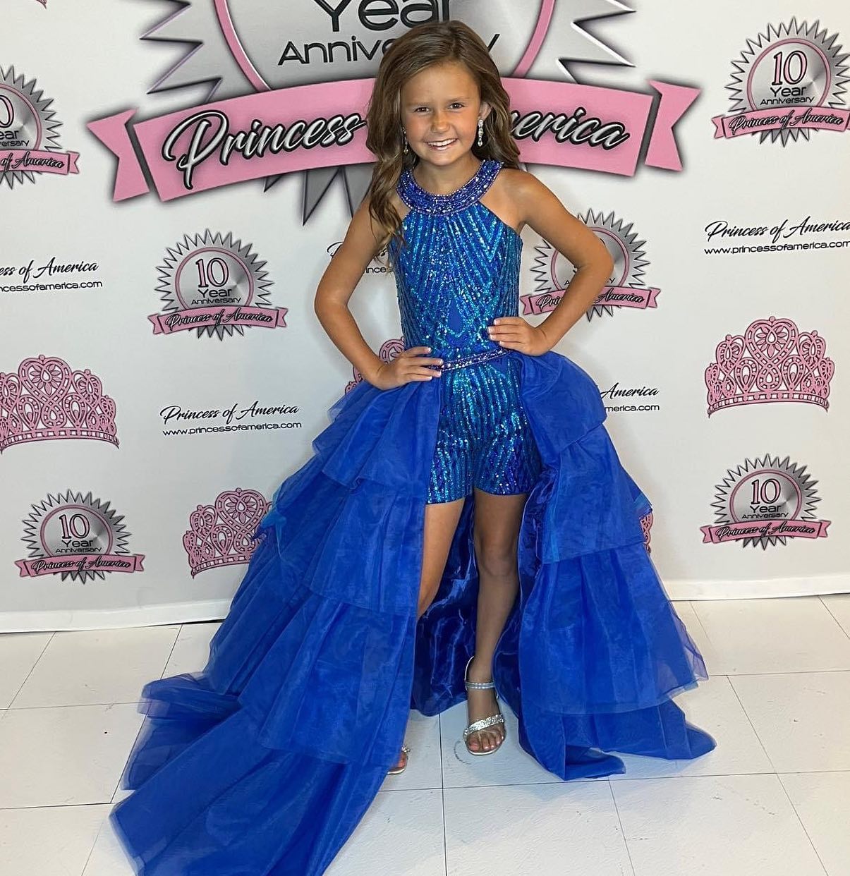 RoyalBlue Girl Pageant Dress Jumpsuit 2023 Ruffles OverKirt Crystals Sequin Kid Romper Little Miss Birthday Party Cocktai5371373