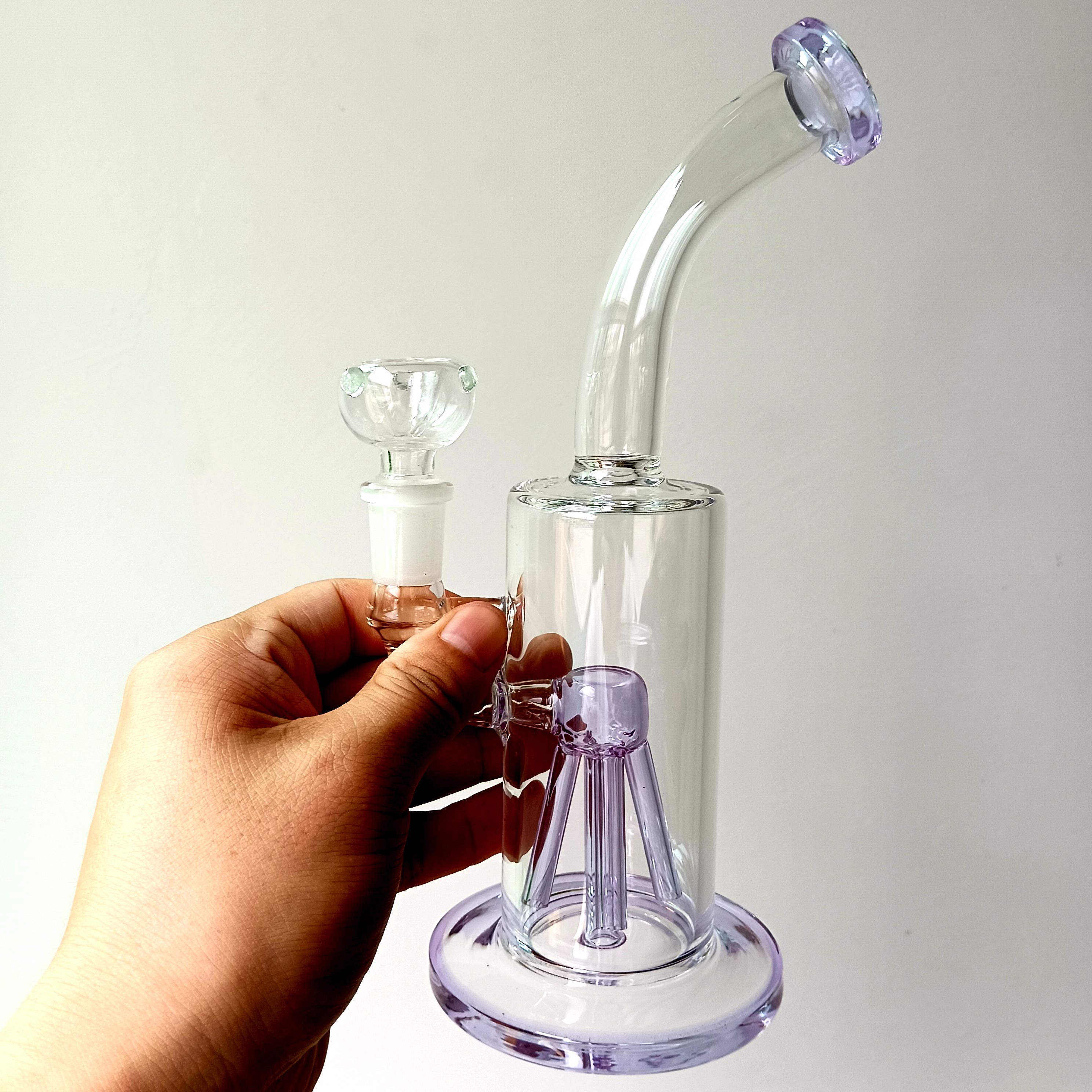 8,5 tum f￤rgglad glas vatten bong vattenpipa kvinnliga 14 mm tjocka r￶kr￶r med tr￤darm perc