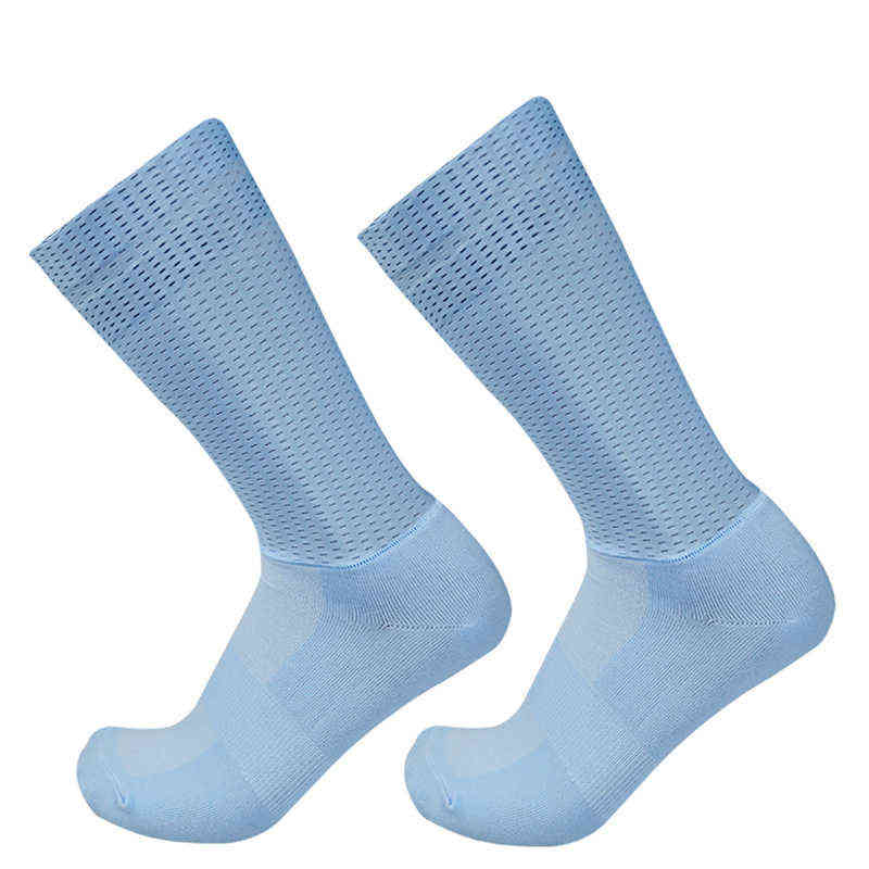 Athletic Socks New Mesh Aero Cycling Sile Summer Refresing Breattable Pro Racing Anti-Slip Sport Calcetines Ciclismo L220905