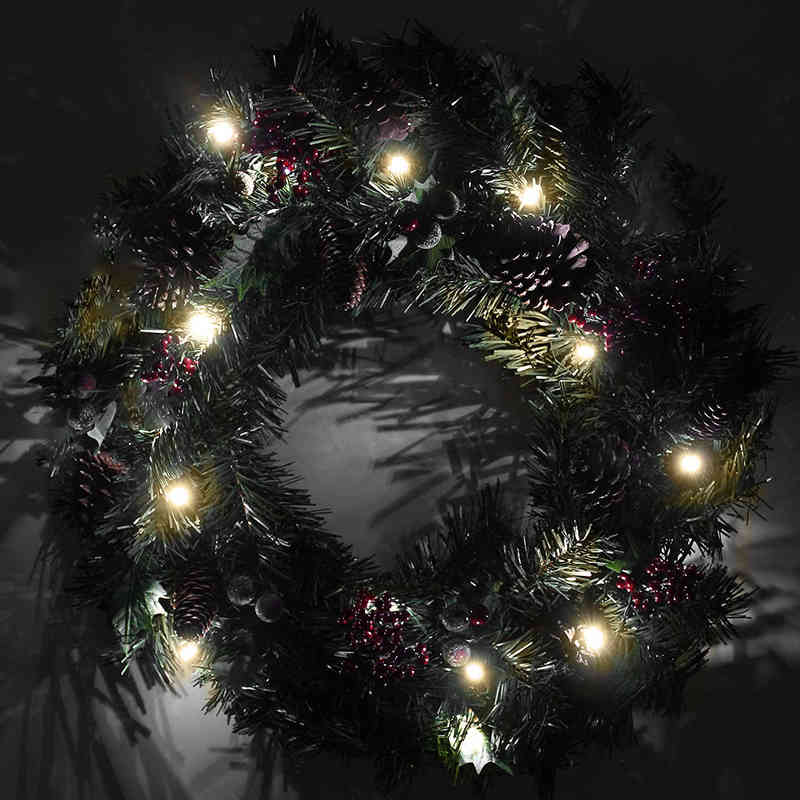 Couronnes de fleurs décoratives 35-40CM Arrangement de couronne Ornement de Noël Épinette 2022 Couronne de lapin de Pâques avec lumière LED Porte d'entrée Home Party Guirlande suspendue T220905