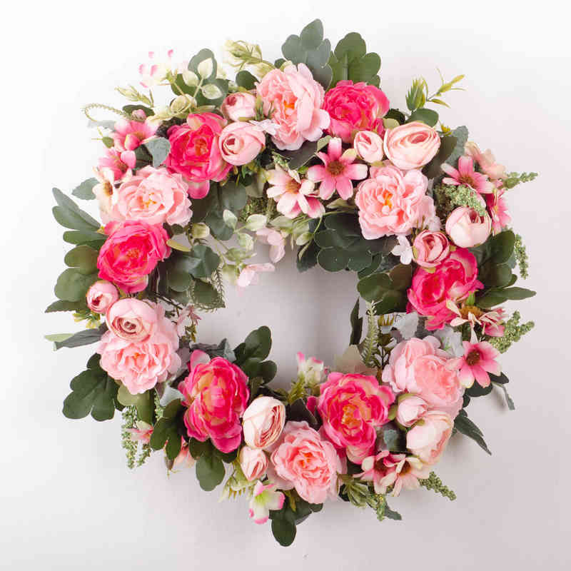 Ghirlande di fiori decorativi 40 cm Ghirlanda di rose di seta artificiale Fiore Ghirlanda finta la decorazione della festa nuziale Appeso a parete della porta d'ingresso Composizione floreale T220905