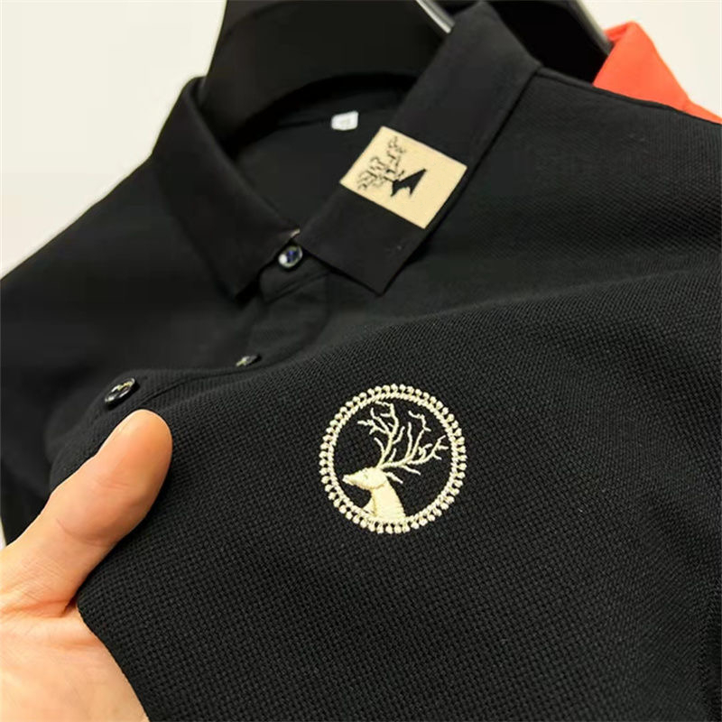 Men's Polos High end 100% cotton polo shirt men's short sleeve brand deer head embroidery T-shirt summer Lapel loose casual fashion top 220906