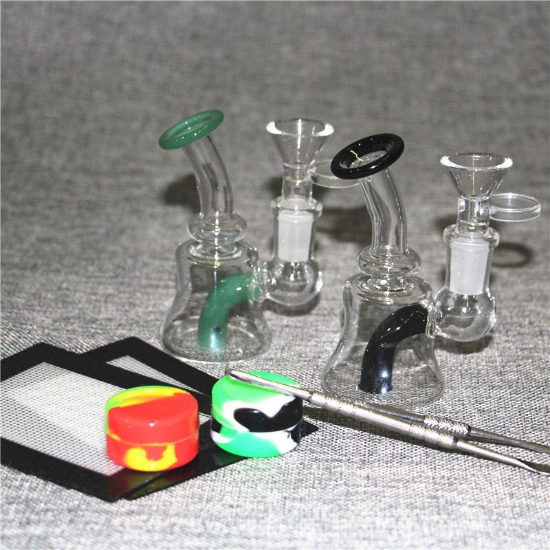 narghilè Oil Rig 14.5mm Joint Glass Water Pipes Bong Mini Pipe Bubbler Bowl silicone bong vetro cenere catcher