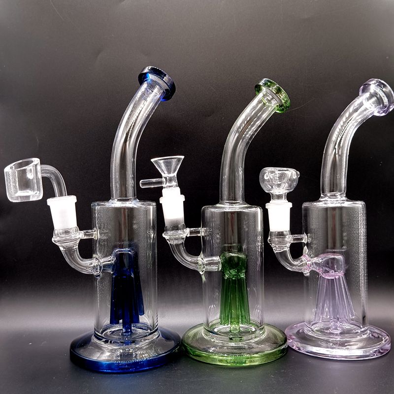 8.5 inch Thick Hookahs Female 14mm Oil Dab Rigs Glass Water Bong Pipes with Tree Arm Perc