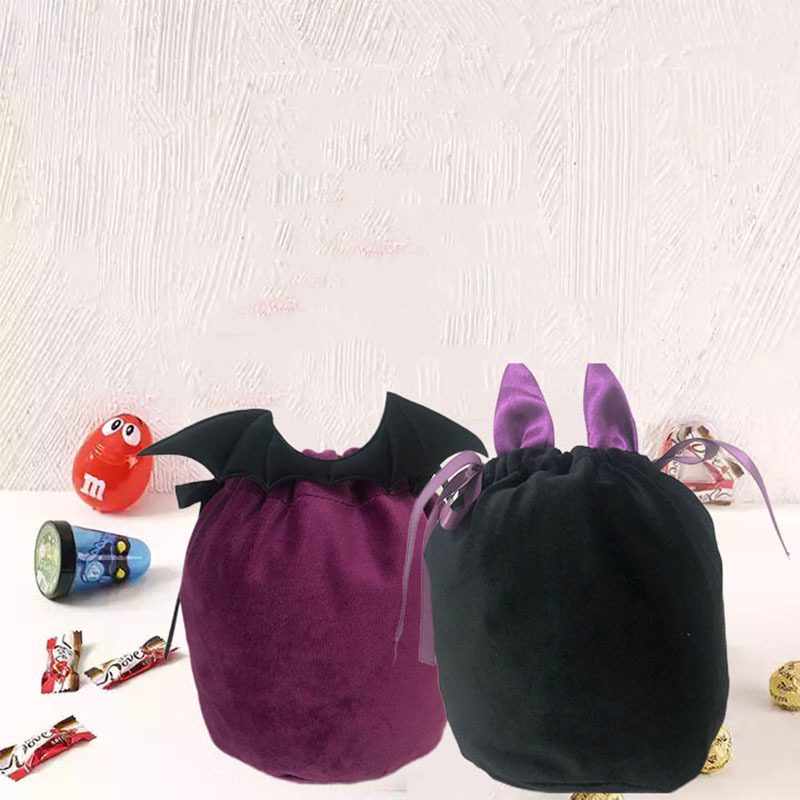 Bolsa de presentes de embrulho de presente Sublimação de veludo de veludo SACK SACK SACK com truques de fita ou cesta de Halloween para festival 220906
