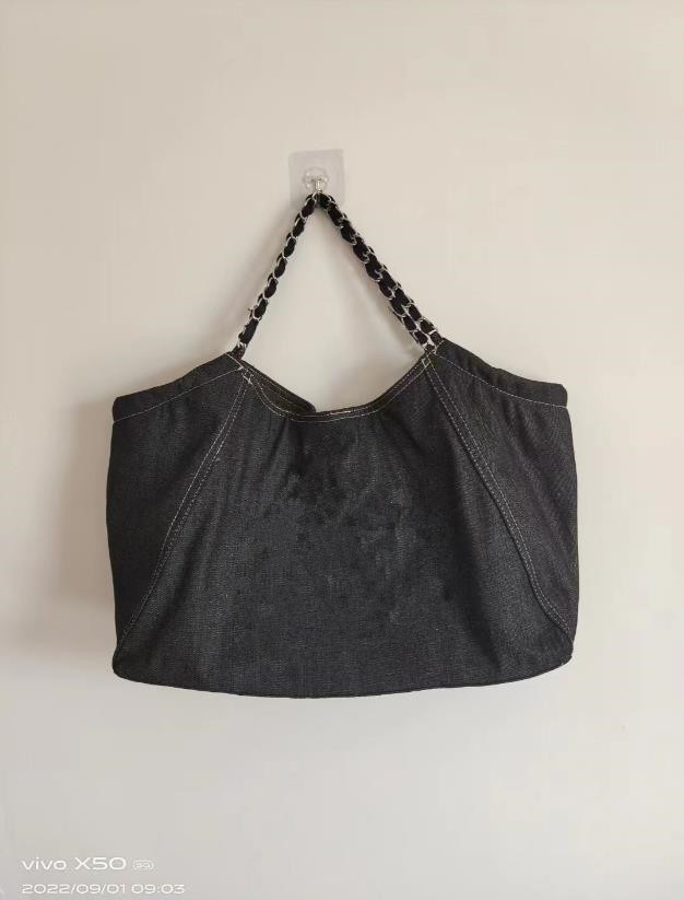 Moda denim saco de compras proteção ambiental grandes sacos de praia senhoras casuais lona corrente barras armazenamento bags269p