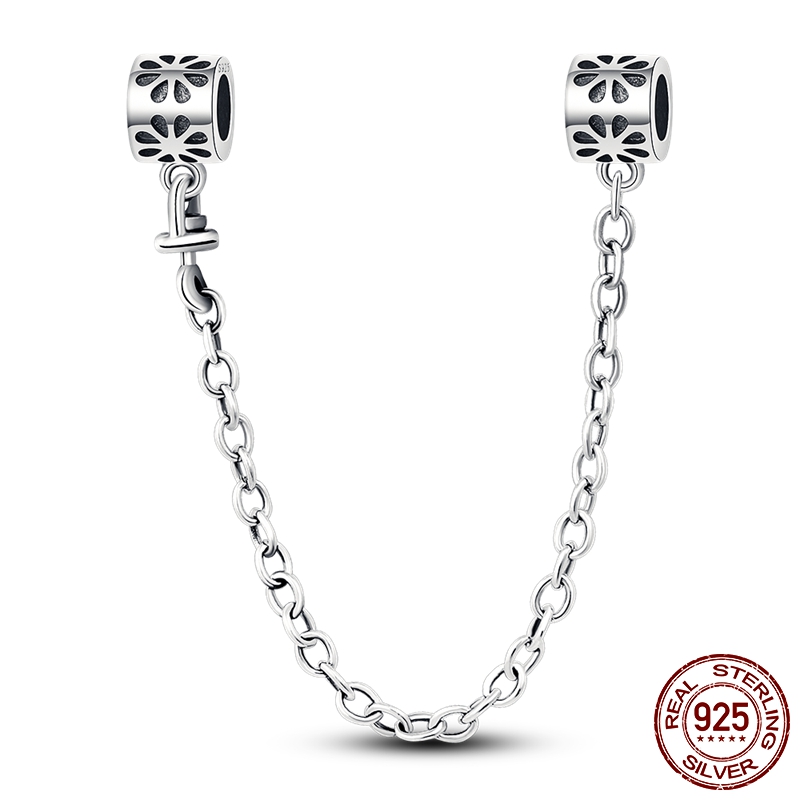 925 Sterling Silver Dangle Charm Femmes Perles Haute Qualité Bijoux Cadeau En Gros Clip De Fixation Coeur Étoile Chaîne De Sécurité Perle Fit Pandora Bracelet DIY