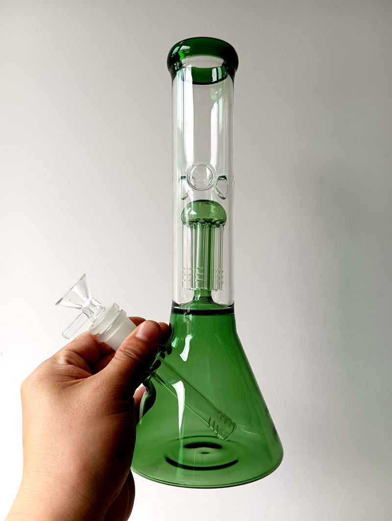 12 inch Green Glass Water Bong Hookahs Super Thick Smoking Pipes Female 18mm with Tree Arm Perc