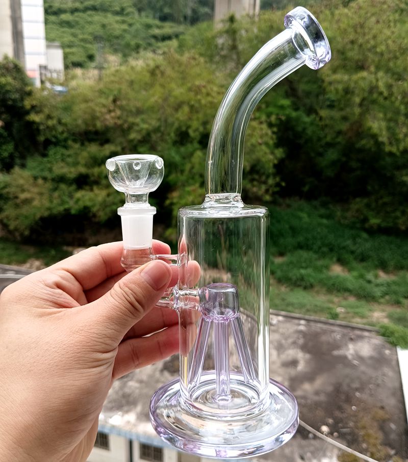 El agua de cristal gruesa de 8,5 pulgadas Bong las cachimbas con el reciclador de los tubos que fuman de la hembra Perc del brazo del árbol 14m m