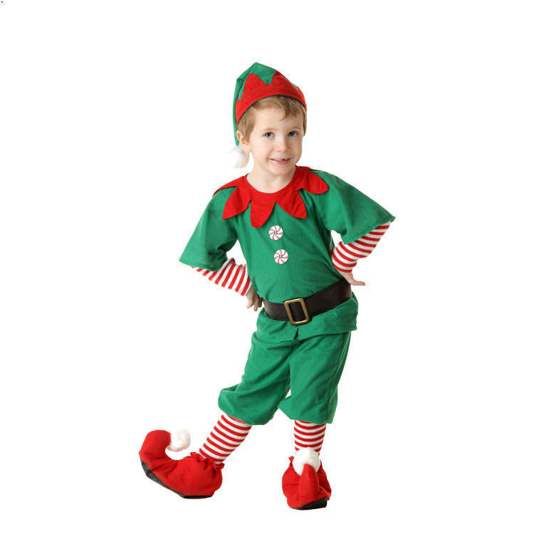 Speciella tillfällen män kvinnor flickor pojkar jul jultomten kostym grön alf cosplay familj julfest år fancy klädkläder uppsättning för 220905
