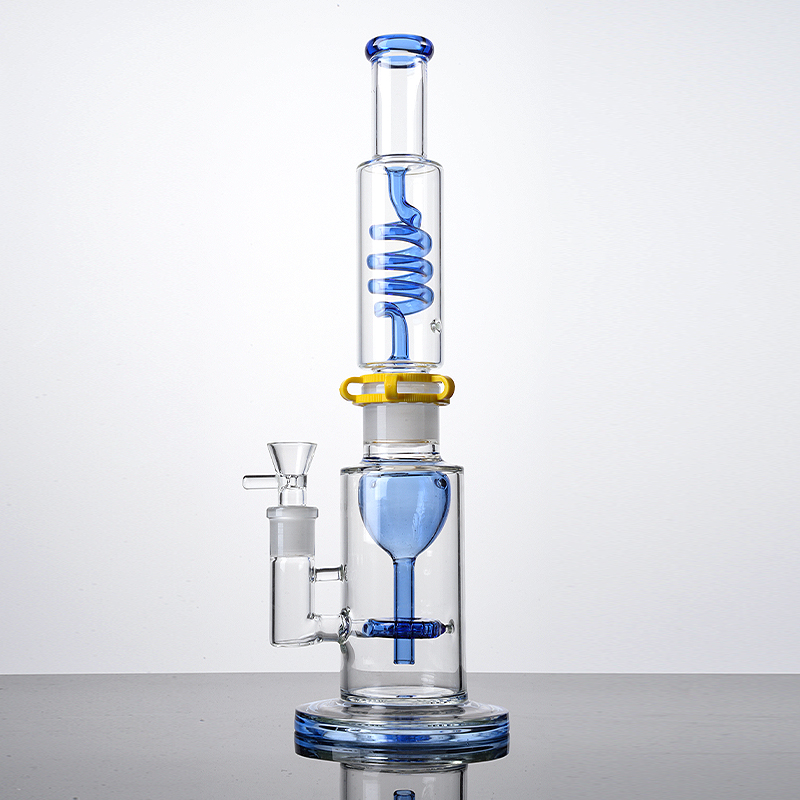 Pour la vente en gros deux styles gros narguilés 18mm joint femelle avec bol en verre bong en ligne perc conduites d'eau 4mm d'épaisseur plate-forme huile dab plates-formes