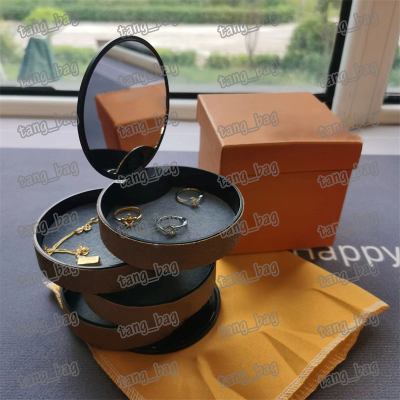Caixas de joias de grife caixa de armazenamento giratória com clipe de orelha retrô caixa multicamada com embalagem de presente de varejo laranja