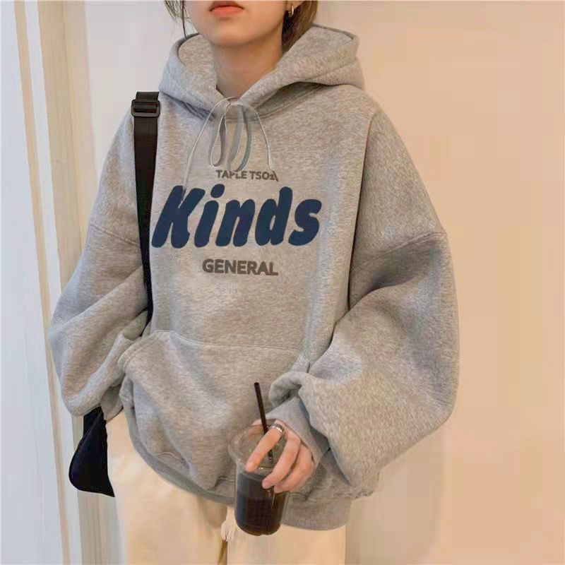 Women's Hoodies Sweatshirts Women Allmatch Plus Velvet Vintage Female Pockets Draw String women Leisure Fashion Spring College ins 220907