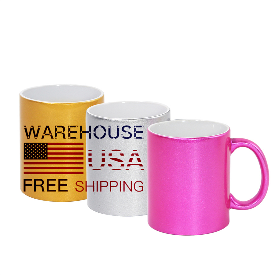 11 oz Sublimation tasse en céramique nacrée poignée tasse à café gobelets vierges personnalité bricolage boîte individuelle transfert thermique tasse à eau entrepôt américain