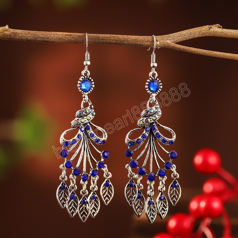 Boucles d'oreilles longues à pampilles pour femmes, bijoux indiens Jhumka, style Boho ethnique, mode, strass colorés, boucles d'oreilles de mariée