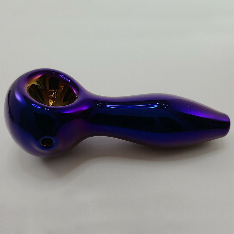 Latest Cool Colorful Rainbows Thick Glass Pipes Portable Design Spoon Bowl Dry Herb Tobacco Filter Bong Handpipe Handmade Oil Rigs Iridescent Smoking DHL Free