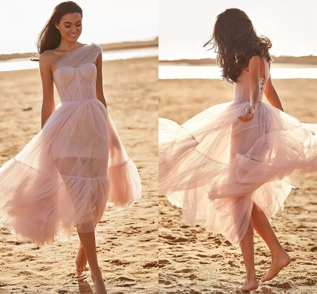 Elegante monospalla senza maniche abito da ballo da sera corsetto in tulle maxi abiti di moda abiti da tè lunghezza abito da festa di ritorno a casa abiti De220B