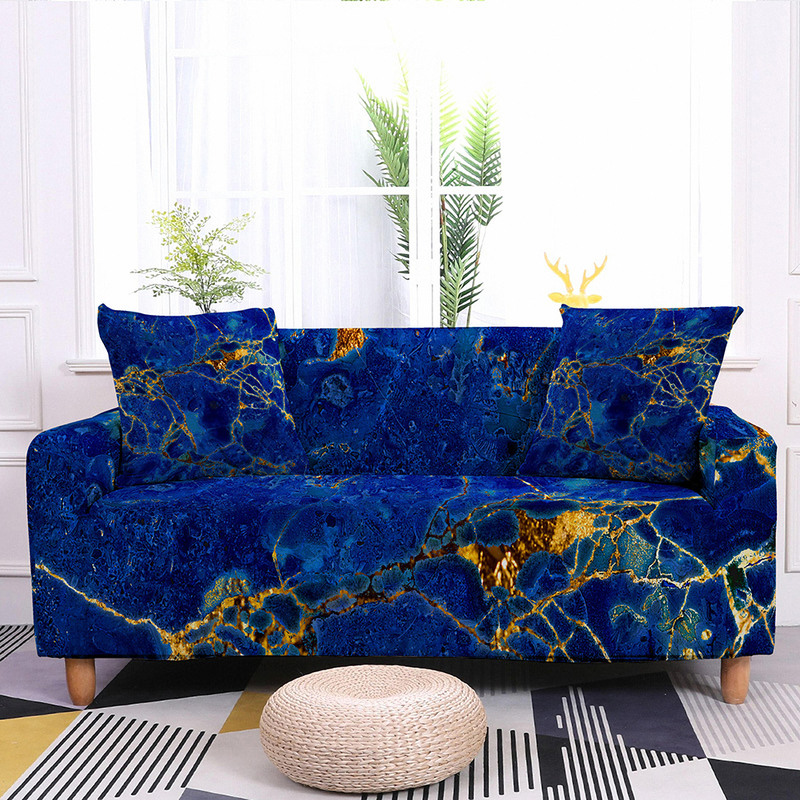 Stuhlhussen, Aquarell, elastisches Sofa für Wohnzimmer, Gold-Marmor-Schonbezug, Schnittcouch, Eck-Sommerdekoration 220906