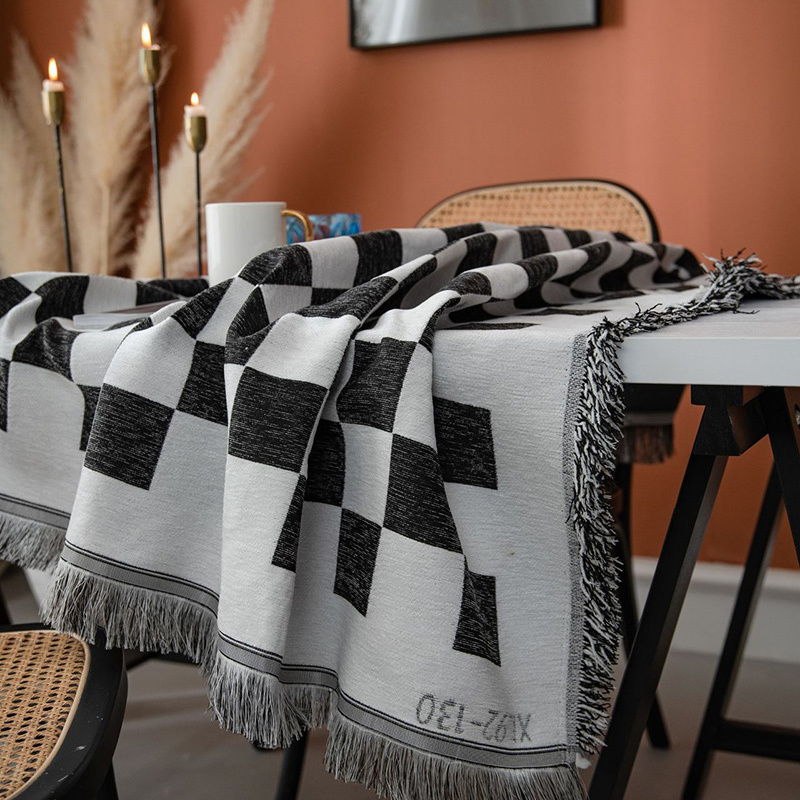 Masa bezi ekose bez, kumaş dama tahtası kanepe kapağı mobilya yuvarlak dikdörtgen ev tekstil yan kahve 220906