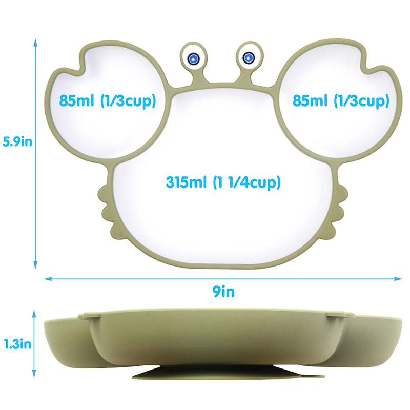 Cups Derees Uitrusting Baby Dish Bowls Borden en lepels Zet Crab Kawaii Food Silicone Feeding Bowl Non Slip Baby's AFBEELDEN KIDSVOUDEN 220907