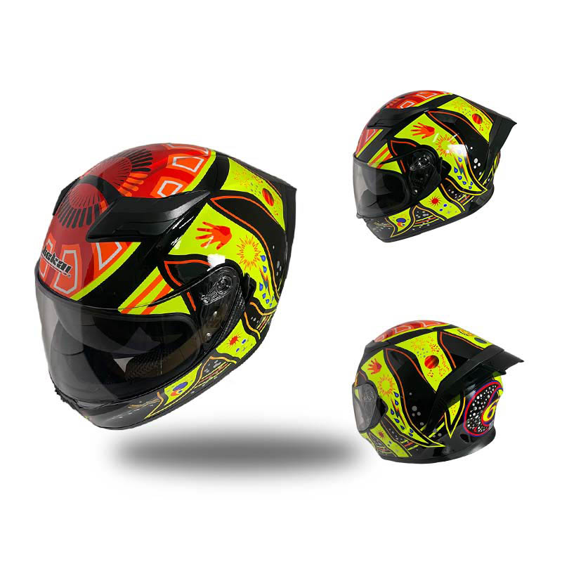 Jiekai Motorcykel racing personlighetshjälm Fyra säsonger Män och kvinnor Double Lens Full Helmet6290998