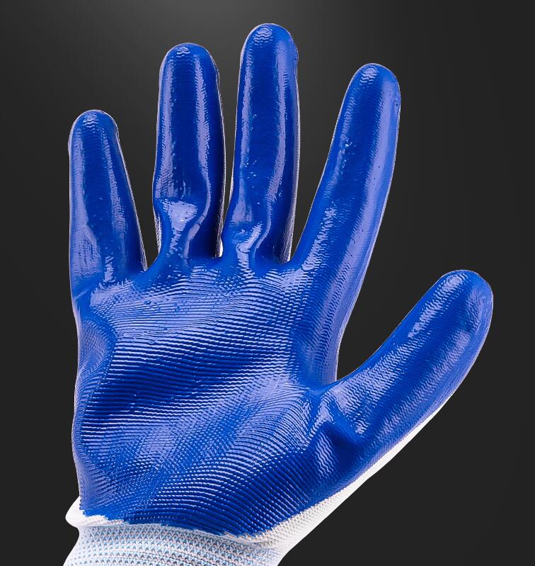 Guantes de hombre sitio de protección laboral trabajo resistente al desgaste antideslizante impermeable goma línea blanca guantes entero246L