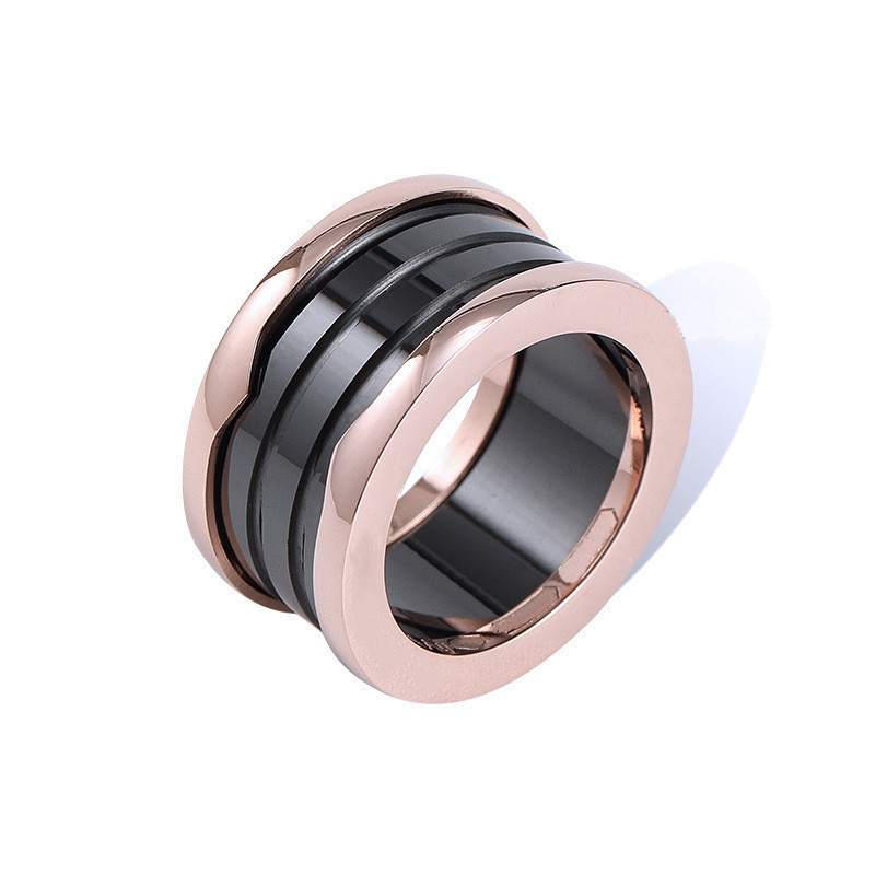 Högkvalitativ modering Titanium Steel Black White Ceramics Rings Silver Rose Gold Ring Finger Gift for Girl Jewelry S2306689390