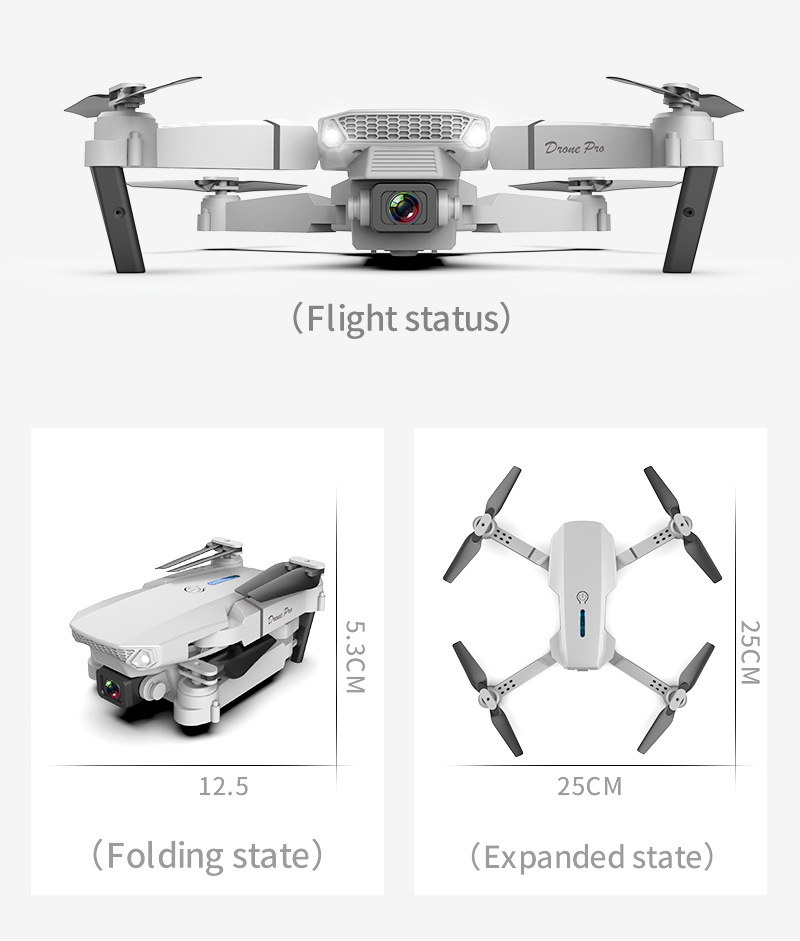 E88 Pro Drone with Aworging HD 4K 1080pデュアルカメラの高さHold WiFi RC折りたたみ可能なクアッドコプタードロンギフトToy6574138