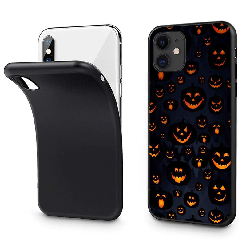 Happy Halloween Pumpkin Lantern Soft TPU Cases for iPhone 15 14 Pro Max 13 12 Mini 11 XR XS X 8 7 Plus 6 6S Ghost Moon Print Black Fashion Phone Provess Back Cover Coque