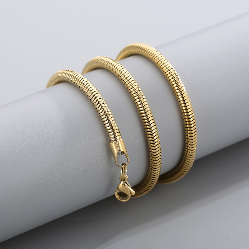 Edelstahl Runde Schlangenkette Link Halskette für Männer Frauen Geschenk Schmuck Zubehör Großhandel
