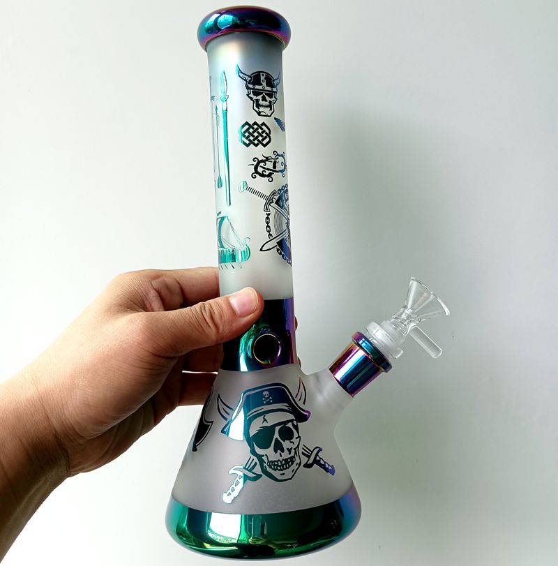 8,5 inch Glazen water Bong Hookahs met elektroplate schilderen Dikke rookleidingen met vrouwelijke 18 mm gewricht