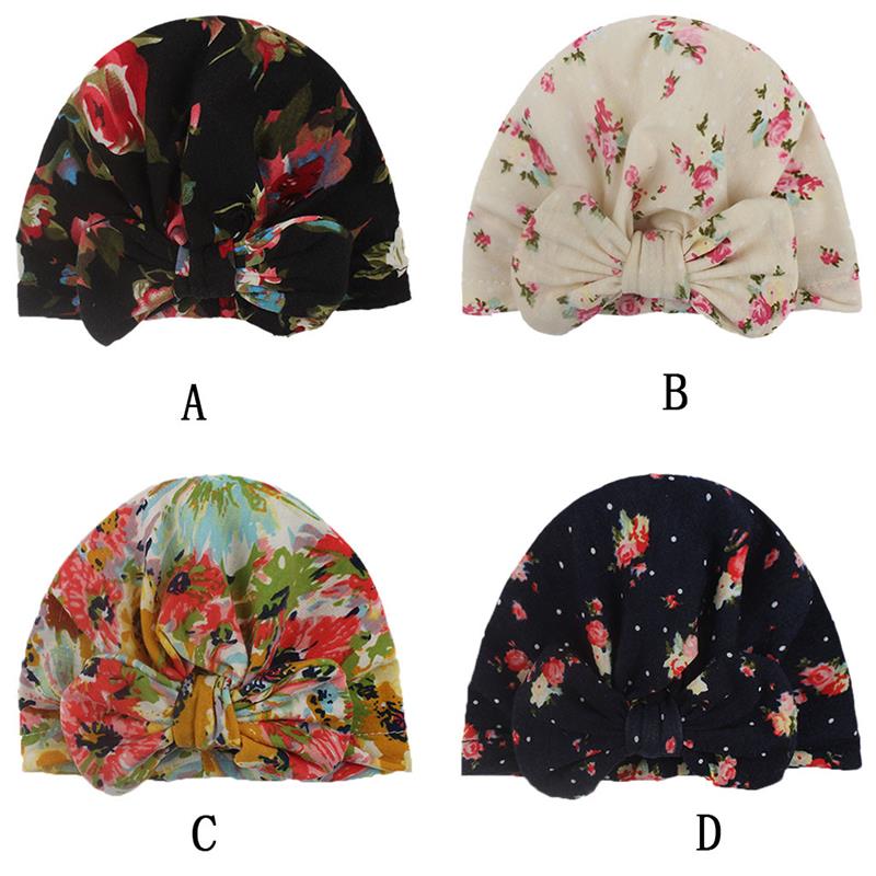 Sombreros para beb￩s Sombrero de ni￱a reci￩n nacida Ni￱os Capas Ni￱os Flores Floral Turban Big Bow Bow Boh Flower Beanie Cap 0-3y